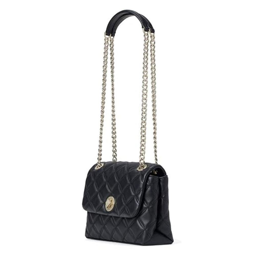 Kate Spade Natalia Quilted Black Leather Flap Shoulder Bag with Chain Strap